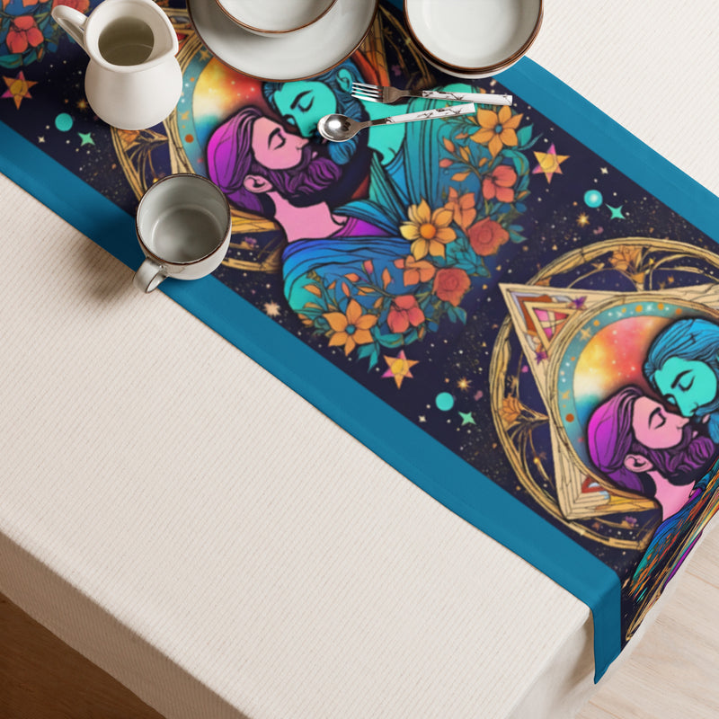 Infinite Connections: The Internal Lovers Table Runner for (Cerulean Blue)