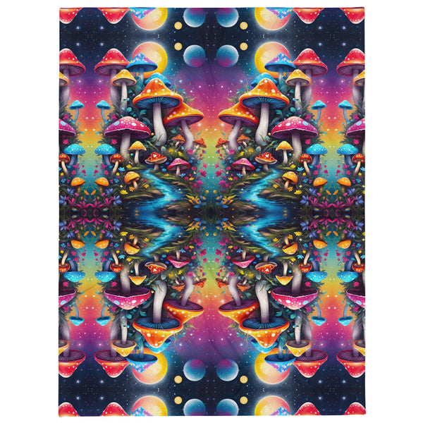 Psychedelic Dreamscape Trippy Shroom Magic Throw Blanket