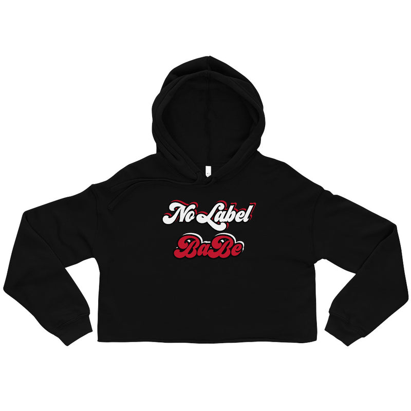 No Label Babe Crop Hoodie (Black with RED) - Attire T LLC