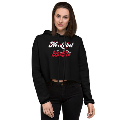 No Label Babe Crop Hoodie (Black with RED)