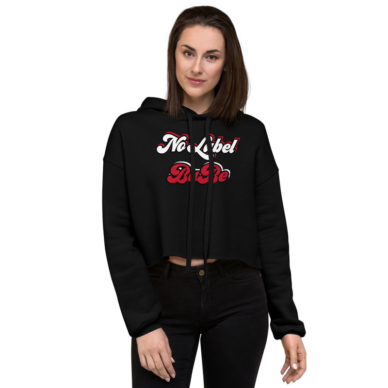 No Label Babe Crop Hoodie (Black with RED) - Attire T LLC