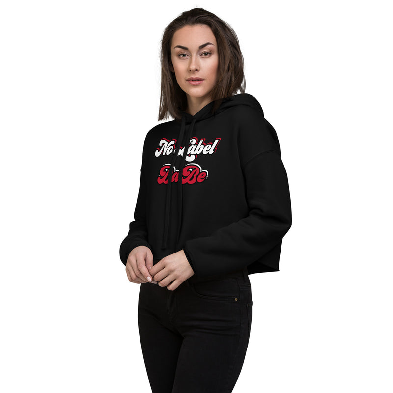 No Label Babe Crop Hoodie (Black with RED) - Attire T LLC