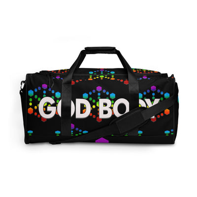 God Body With Sacred Geometry in Chakra colors Custom Duffle bag