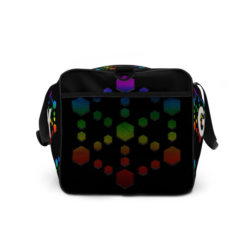 God Body With Sacred Geometry in Chakra colors Custom Duffle bag - Attire T LLC