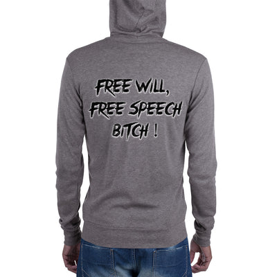 Free Will Free Speech Bitch zip hoodie - Attire T