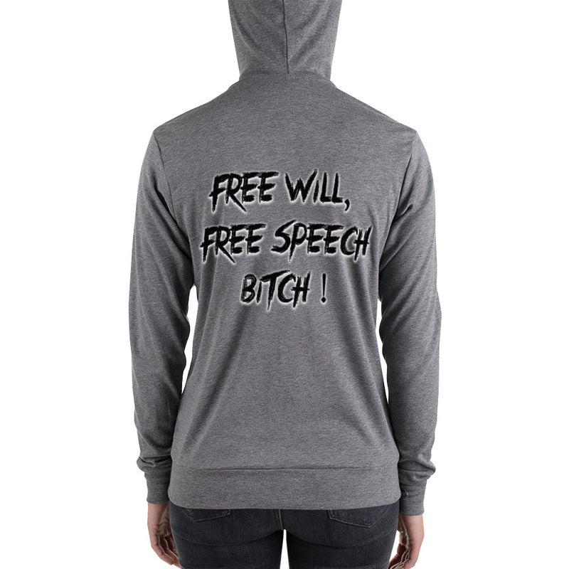 Free Will Free Speech Bitch zip hoodie - Attire T