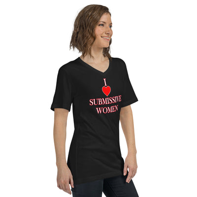 I Heart Submissive Women Unisex Short Sleeve V-Neck T-Shirt